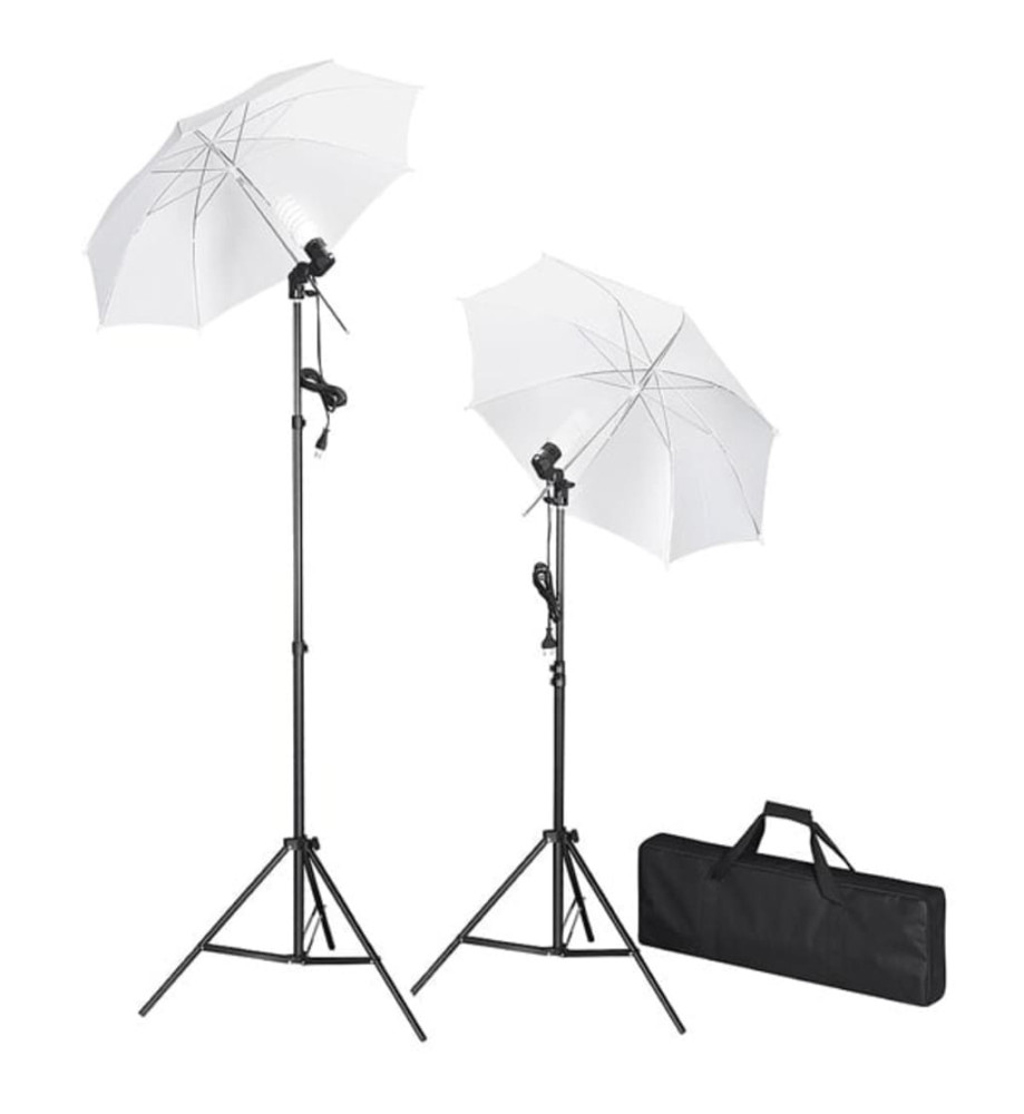 Kit de studio photo avec lampes pieds et parapluies