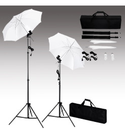 Kit de studio photo avec lampes pieds et parapluies