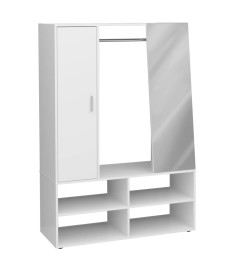 FMD Armoire avec 4 compartiments et miroir 105x39,7x151,3 cm Blanc