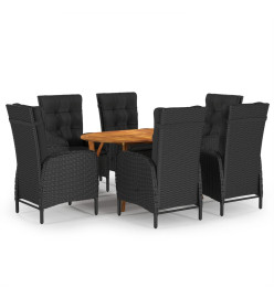 Ensemble de salle à manger de jardin 7 pcs Noir