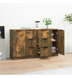 Buffets 2 pcs Chêne fumé 60x30x70 cm Bois d'ingénierie