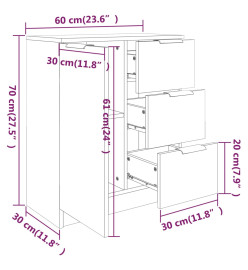 Buffets 2 pcs Chêne fumé 60x30x70 cm Bois d'ingénierie