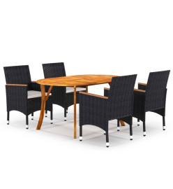 Ensemble de salle à manger de jardin 5 pcs Noir