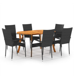 Ensemble de salle à manger de jardin 7 pcs Noir