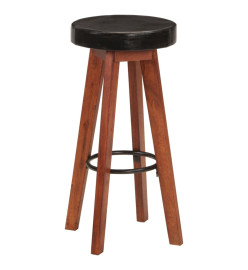 Tabourets de bar 2 pcs Cuir véritable et bois d'acacia solide