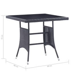 Mobilier à dîner d'extérieur 5 pcs Résine tressée Noir