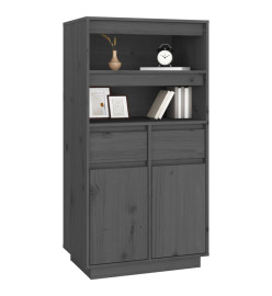 Buffet haut Gris 60x40x116,5 cm Bois massif de pin