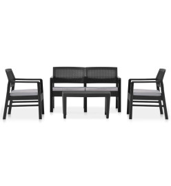 Salon de jardin 4 pcs avec coussins Plastique Anthracite