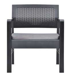 Salon de jardin 4 pcs avec coussins Plastique Anthracite