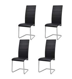 Chaises à manger cantilever lot de 4 noir similicuir