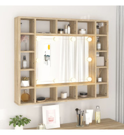 Armoire de miroir avec LED Chêne sonoma 91x15x76,5 cm