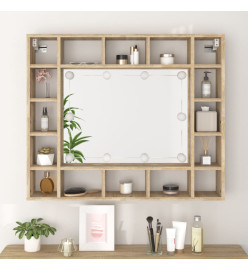 Armoire de miroir avec LED Chêne sonoma 91x15x76,5 cm