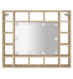 Armoire de miroir avec LED Chêne sonoma 91x15x76,5 cm