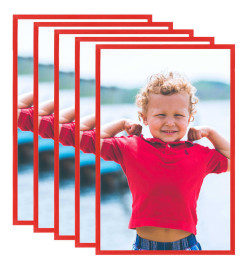 Collage de cadres photo 5 pcs au mur table Rouge 50x70 cm MDF