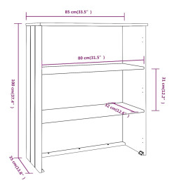 Dessus de buffet HAMAR Marron miel 85x35x100 cm Bois de pin