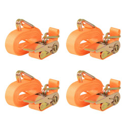 Sangle d’arrimage à cliquet 4 pcs 0,4 tonne 6 m x 25 mm Orange