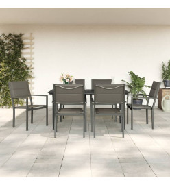 Ensemble à manger de jardin 7 pcs noir textilène et acier