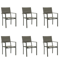 Ensemble à manger de jardin 7 pcs noir textilène et acier