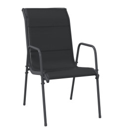 Ensemble à manger de jardin 7 pcs noir textilène et acier