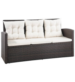 Salon de jardin 5 pcs avec coussins Résine tressée Marron