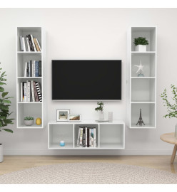 Ensemble de meuble TV 3 pcs Blanc brillant Aggloméré