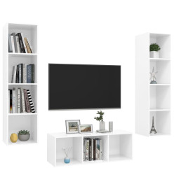 Ensemble de meuble TV 3 pcs Blanc brillant Aggloméré