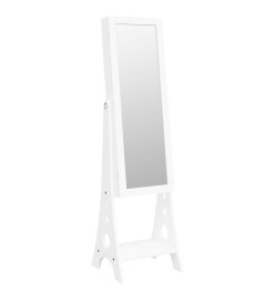 Armoire à bijoux miroir avec lumières LED sur pied blanc