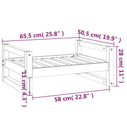 Lit pour chien 65,5x50,5x28 cm Bois de pin solide