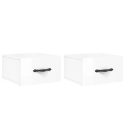 Tables de chevet murales 2 pcs blanc brillant 35x35x20 cm