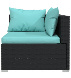 Salon de jardin 8 pcs avec coussins Résine tressée Noir