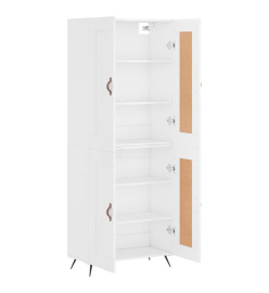 Buffet haut Blanc brillant 69,5x34x180 cm Bois d'ingénierie