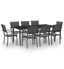 Mobilier de salle à manger d'extérieur 9 pcs Acier