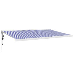 Auvent rétractable bleu et blanc 5x3 m tissu et aluminium