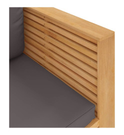 Fauteuil de jardin avec coussins gris foncé Bois de teck massif