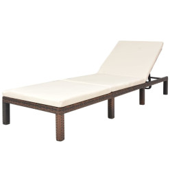 Chaise longue avec coussin Résine tressée Marron