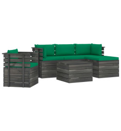 Salon palette de jardin 6 pcs avec coussins Bois de pin massif