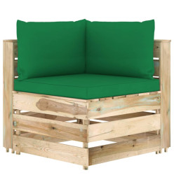 Salon de jardin 6 pcs avec coussins Bois imprégné de vert