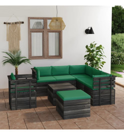Salon palette de jardin 8 pcs avec coussins Bois de pin massif
