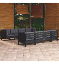 Salon de jardin 9 pcs avec coussins Bois de pin massif