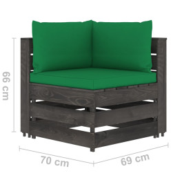 Salon de jardin 9 pcs avec coussins Bois imprégné de gris