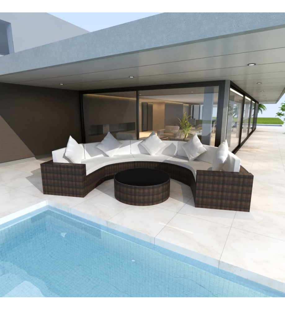 Salon de jardin 6 pcs avec coussins Résine tressée Marron Salon de jardin 6 pcs avec coussins Résine tressée Marron