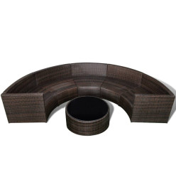 Salon de jardin 6 pcs avec coussins Résine tressée Marron