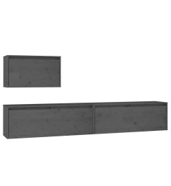 Meubles TV 3 pcs Gris Bois massif de pin