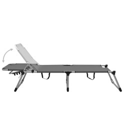 Chaise longue pliable extra haute pour seniors Gris Aluminium
