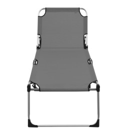 Chaise longue pliable extra haute pour seniors Gris Aluminium