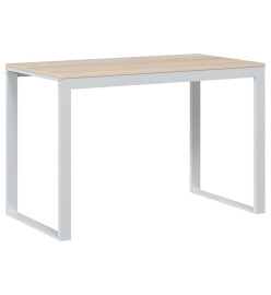 Bureau d'ordinateur Blanc et chêne 110x60x73 cm Aggloméré