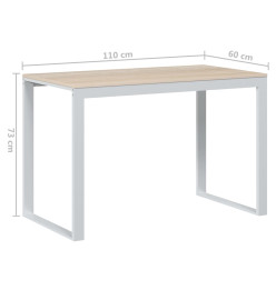 Bureau d'ordinateur Blanc et chêne 110x60x73 cm Aggloméré