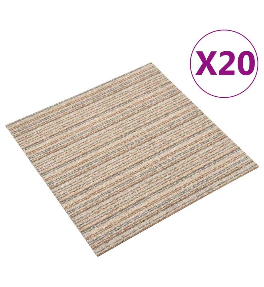 Dalles de tapis de sol 20 pcs 5 m² 50x50 cm Beige rayé