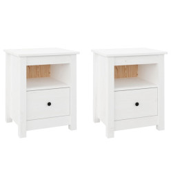 Tables de chevet 2 pcs Blanc 40x35x49 cm Bois de pin massif