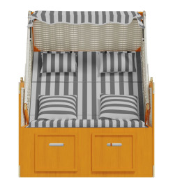 Strandkorb avec coussins Résine tressée bois solide Blanc gris
